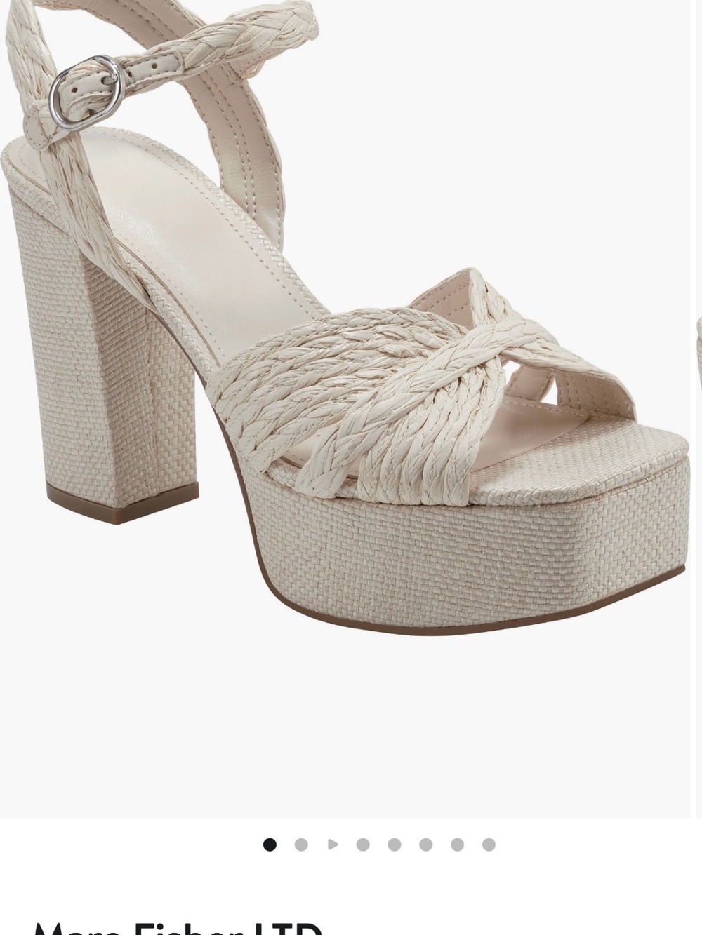 Marc Fisher Chele 7.5. Braided Platform Sandal in Cream